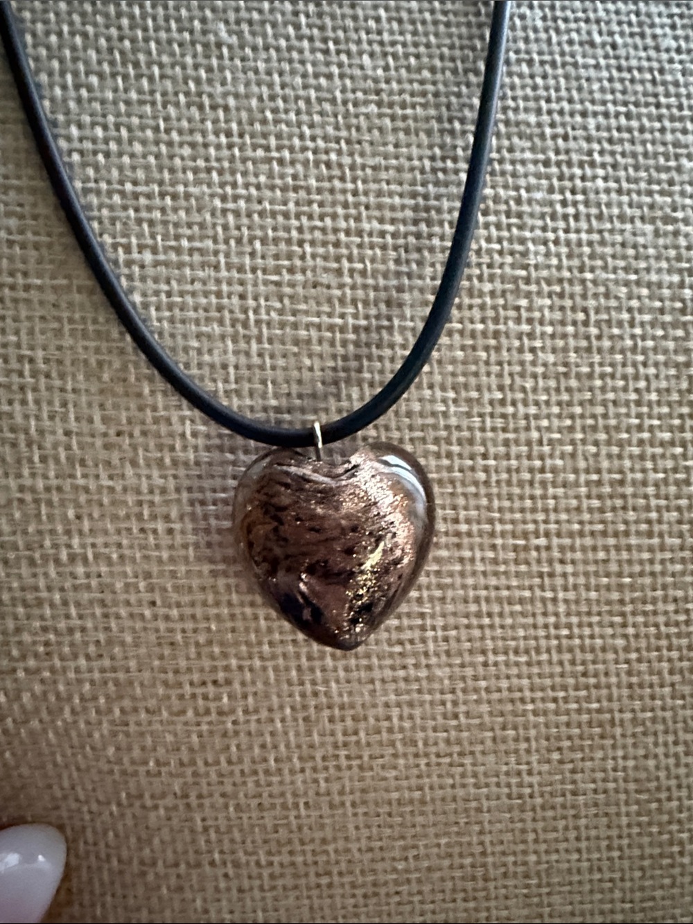 Dichroic Glass Heart Pendant Necklace & green gold stretch bracelet bracelet - Picture 2 of 6